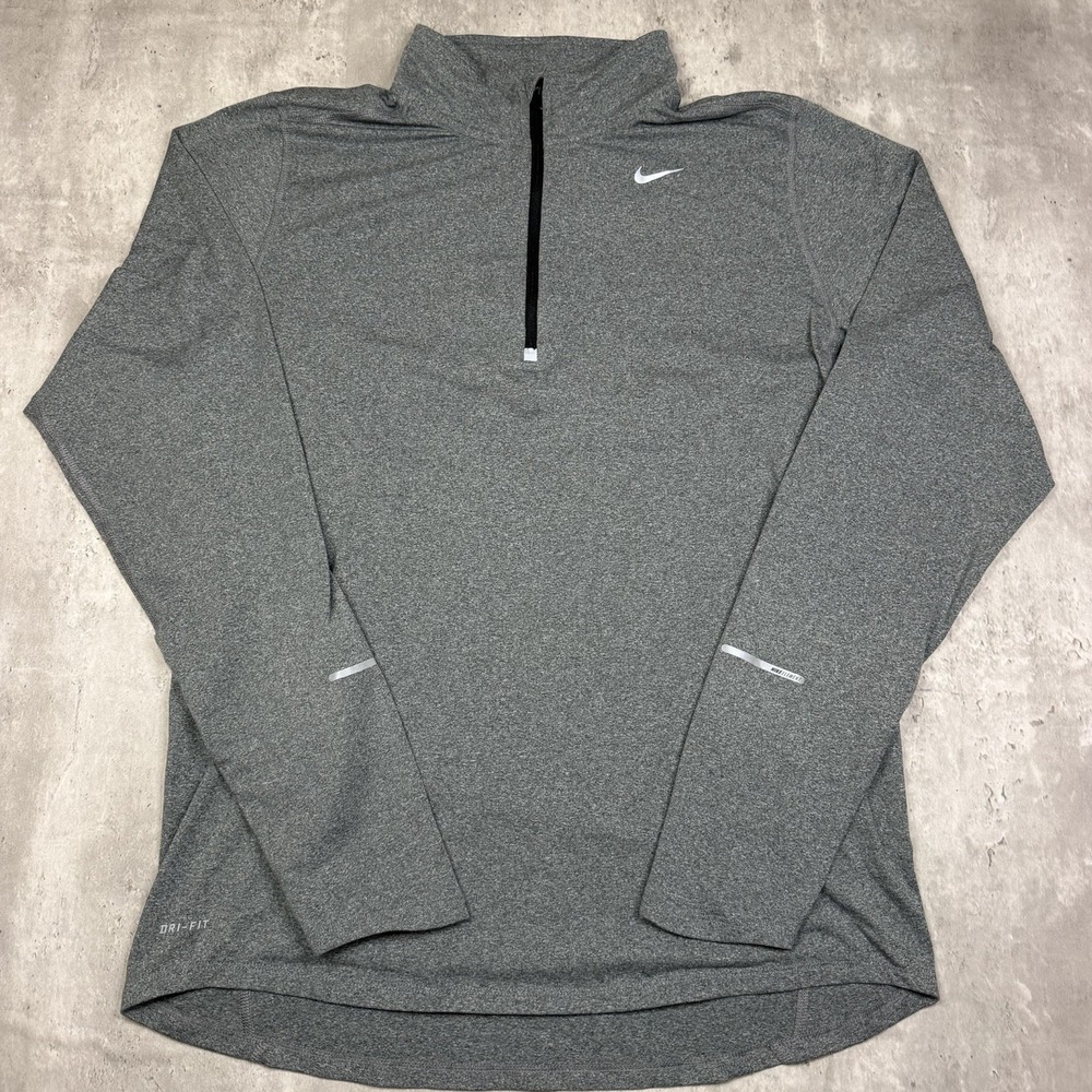 Nike Dri-FIT Pullover Mens M Gray Element 1/4 Zip Running Reflective Top